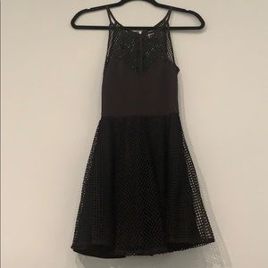 LF black net halter dress